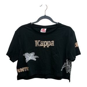 Black Kappa Cropped Floral Tee Sz S